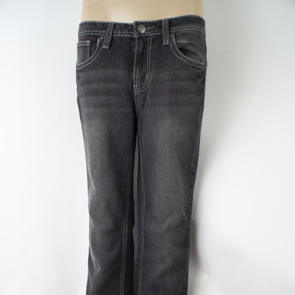 Earl Jeans Bootcut 8 (28 X 27) Women's Jeans Gray Denim Flap Pocket Zip Fly